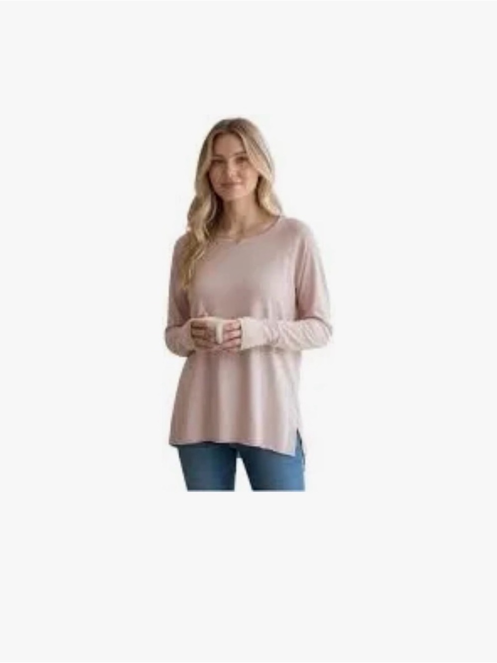 Michael Stars Treasure notch neck BLUE Long Sleeve Relaxed Knit Top